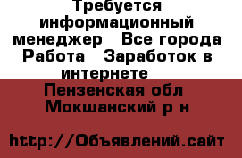 Требуется информационный менеджер - Все города Работа » Заработок в интернете   . Пензенская обл.,Мокшанский р-н